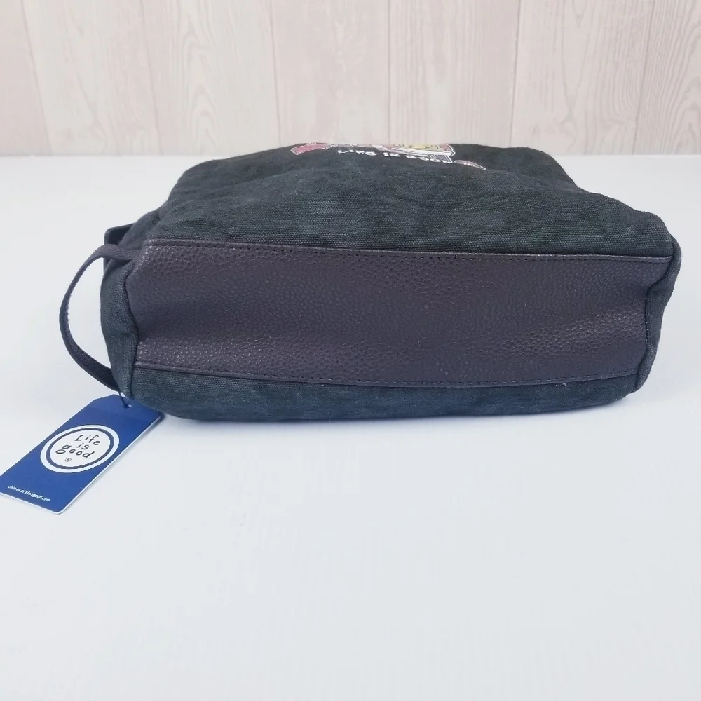 Life Is Good Black Canvas Football Tailgate Toiletry Travel Bag NWT